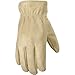 Wells Lamont Leather Work Gloves for Men – Grain Cowhide, Reinforced Palm – Ideal for Construction, Farming, Ranching – Ergonomic Fit, Keystone Thumb, Elasticized Wrist – Beige, Medium (1130M)
