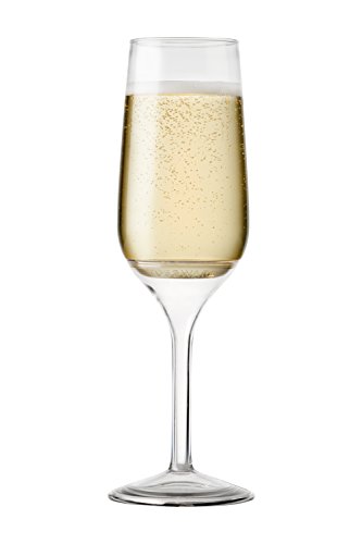 TOSSWARE 6oz Flute Jr + Stem - recyclable champagne plastic cup - SET OF 48 - stemmed, shatterproof and BPA-free flute glasses