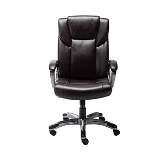 Amazon Basics High-Back Bonded Leather Executive Office Computer Desk Chair – Brown