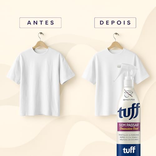 Kit 2 Unidades Tuff Sem Passar – Spray Desamassa Roupas, Perfuma, Neutraliza Odores e Revitaliza Tecidos – 350ml