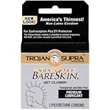 Trojan Supra Bare Skin Premium Microsheer Non-Latex Lubricated Condoms - 3 Count