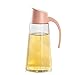 Drizom Non-Drip Glass Oil & Vinegar Container And Dispenser Bottle With Automatic Cap, Leakproof, Automatic Stopper, Precise-Pour Spout, And Non-Slip Handle，17oz (Light Pink)