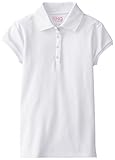 KHQ Big Girls'  Short Sleeve Pico Polo, White, Small