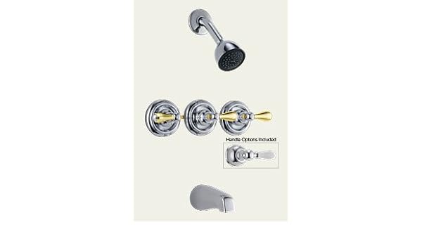 Delta 2897 212 215cb Classic Three Handle Tub Shower Faucet