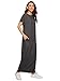 Verdusa Women's Short Sleeve Maxi Dress with Pockets Dark Grey L