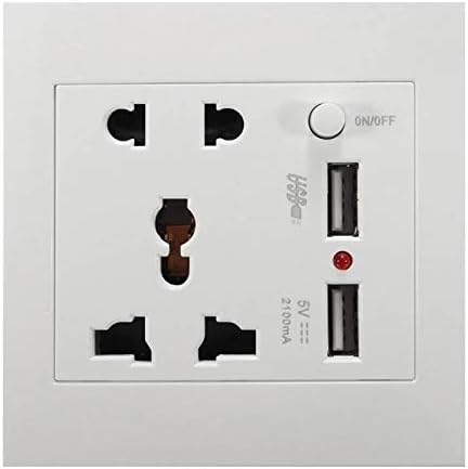 Shunkk® Dual USB Wall Socket Switch Charger 2.1A 110V-260V AC/DC Power Adapter Plug Outlet Panel Sockets - 1x Dual USB Wall Socket (White)