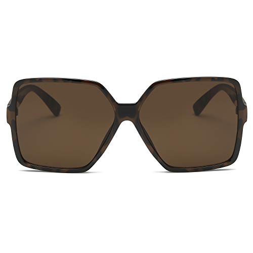 GRFISIA Square Oversized Sunglasses for Women Men Flat Top Fashion Shades (Brown Leopard/Brown Lens, 2.36)