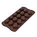 Weite Flexible Heart Shape Chocolate Mold Silicone Candy Mold 15 Ice Cube Tray Silicone Molds Cake Decoration Nonstick Jelly Ice Fondant Sugar Tool (Brown)