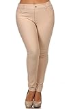 ICONOFLASH Women's Pull On Plus Size Jeggings - Cotton Blend (Camel, XL)