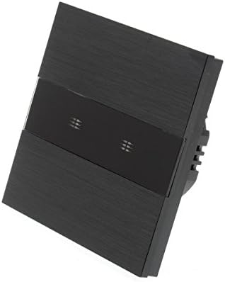 I LumoS Black Brushed Aluminium Panel 2 Gang 1 Way WIFI/4G Remote & Dimmer Touch LED Light Switch
