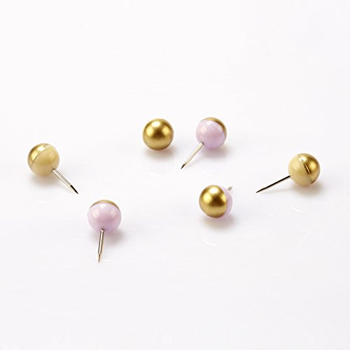 MultiBey Gold and Pastel Thumbtacks Round Decorative Thumb Tacks and Pushpins for Memo Board or Cork Board, Box of 120pcs