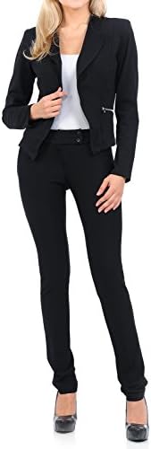 Sweethabit Womens Classic Wear to Work Solid Pants Suit Set(3020set)