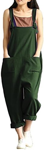StyleDome Women's Strap Overall Pockets Long Playsuit Casual Baggy Sleeveless Pants Jumpsuit Trousers Green 6/8