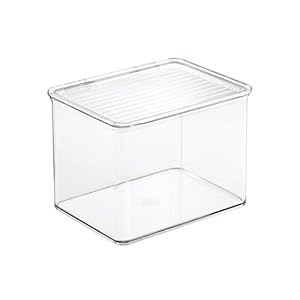 InterDesign-67230-CabinetKitchen-Binz-Stackable-Storage-Container-Plastic-Storage-Boxes-Clear-Medium iDesign 67230 Cabinet/Kitchen Binz Stackable Storage Container, Plastic Storage Boxes, Clear, Medium, 14 x 17 x 12.5 cm