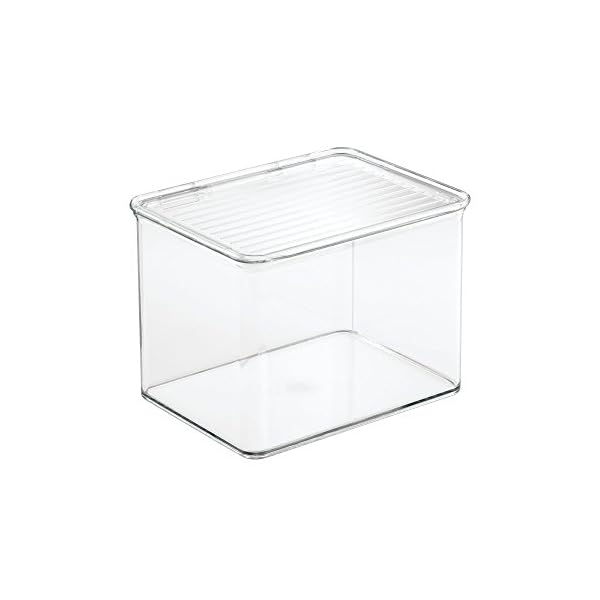 InterDesign-67230-CabinetKitchen-Binz-Stackable-Storage-Container-Plastic-Storage-Boxes-Clear-Medium iDesign 67230 Cabinet/Kitchen Binz Stackable Storage Container, Plastic Storage Boxes, Clear, Medium, 14 x 17 x 12.5 cm