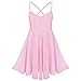 FEESHOW Kids Girls Empire Waist Gymnastics Camisole Leotard Ballet Lyrical Dance Dress Ballerina Costumes Pink 5-6