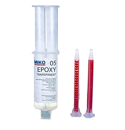 MIKO 2K Epoxidharz Klebstoff 5 Minuten 25 ml inkl. 2 Tüllen für Metall Beton Holz Glas Kunststoff Keramik Graphit PU