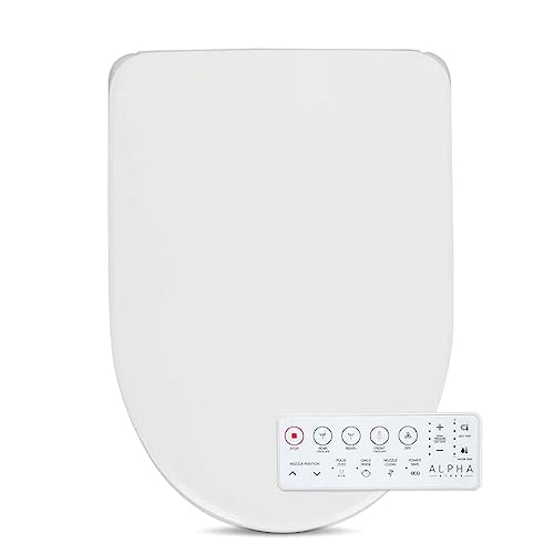ALPHA BIDET GXR Wave Bidet Toilet Seat in Elongated White | Strong Spray | Remote Control | Stainless Steel Nozzle | Low Profile | LED Nightlight | Warm Air Dryer | Oscillation and Pulse (Elongated)