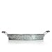 Hosley 16 Inch Diameter (Handle to Handle 19.69 Inch) Galvanized Tray with Wooden Handles. Ideal Gift for Wedding Party Serving Ware House Warming Home Office Spa Aromatherapy. O4