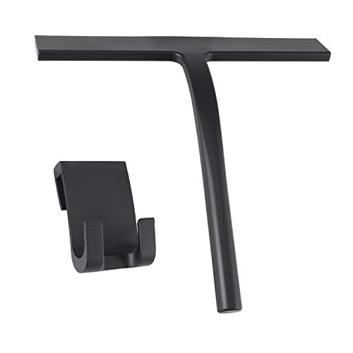 Anlynwooh Shower Squeegee,Matte Black 9inch,Stainless Steel Core