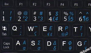 NETBOOK GREEK-ENGLISH KEYBOARD STICKERS BLACK BACKGROUND FOR MINI LAPTOPS