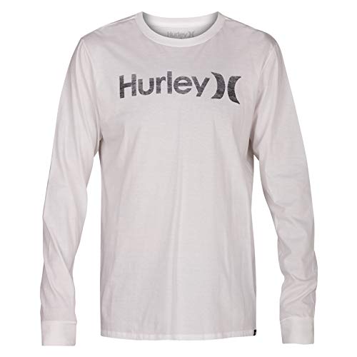 Hurley Men's One & Only Push Thru Graphic Long Sleeve Tee Shirt, White//Black, XL