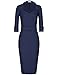 MUXXN Women's 1950s 3/4 Sleeve Elegant Bodycon Lapel Dress Party Cocktail Pencil Dress (M, Blue)