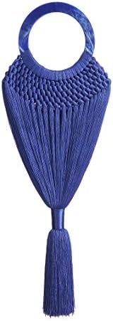 BOKPLD Angelous Bag Silk Weaving Handbag/Clutch - Acrylic Round Handle with Braided Tassel Body Bohemian Style