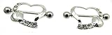 Nipple Ring Bars Heart Body Jewelry Pair 14 Gauge 7/8