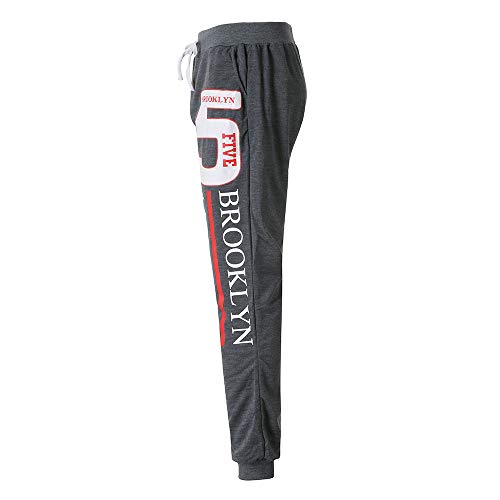 Hunzed Men【Printed sports trousers】Casual Autumn Winter Printed Hip Hop Sports Trousers Pants Jogger Sweatpant (XL, Dark Gray)