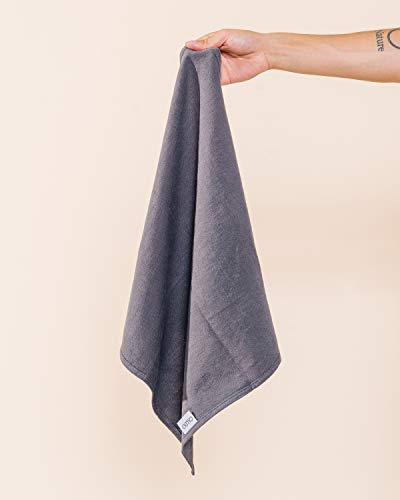 Caldo Linen Dinner Napkins - Soft and Durable Cloth - 4 Pack - 20x20 inch (Slate)