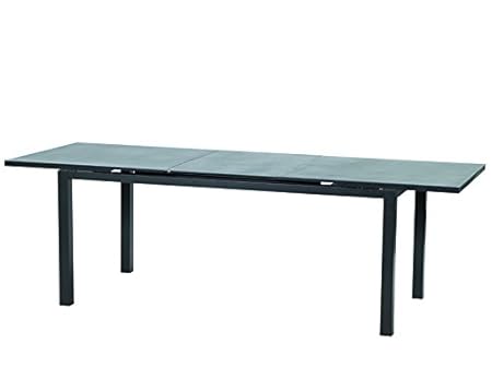 Siena Garden Luxus XXL Ausziehtisch 'Miros anthrazit' mit synchroner Auszugautomatik, Gestell silber mit Sprastone-Platte 180