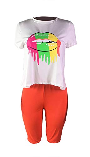 Molisry Fashion Summer Women Short Sleeve Print Top Short Pants Two Piece Outfits - Thumbnail 2