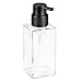 mDesign Modern Square Glass Refillable Foaming Hand Soap Dispenser Pump Bottle for Bathroom Vanities or Kitchen Sink, Countertops - Clear/Brushed Black