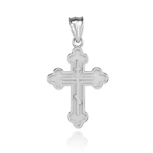 Religious Jewelry by FDJ Beautiful Dainty Tiny 14k Rose Gold Diamond C Religious Jewelry by FDJ Solid 14k White Gold Cross Charm Fleur-de-Lis  Crucifix Pendant Necklace