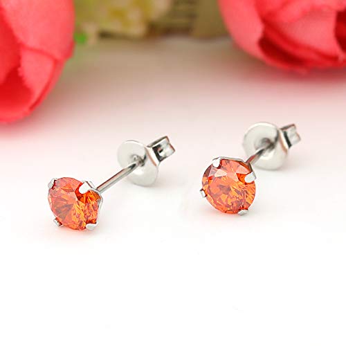 Earrings, Jsmoris 316 Surgical Stainless Steel Womens Cubic Zirconia Stud Earrings Multicolor Set Ear Piercing 8 Pairs