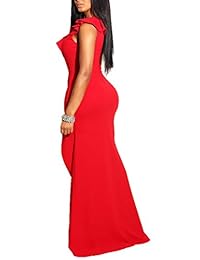 MIZOCI vestido de noche sin mangas con volantes, sexy, para mujer