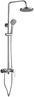 HOROW Chrome Bathroom 8" Round Rainfall Shower Faucet Set Tub Mixer Spout Tap with Hand Spray