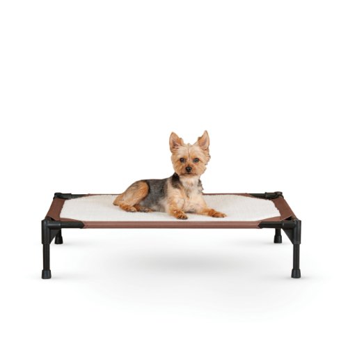 K&H Pet Products Self-Warming Pet Cot Elevated Pet Bed Medium Chocolate/Fleece 25" x 32" x 7"