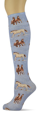 Knee High Trouser Socks w/Colorful Printed Patterns - Made in USA by Sox Trot (3 Equestrian)
