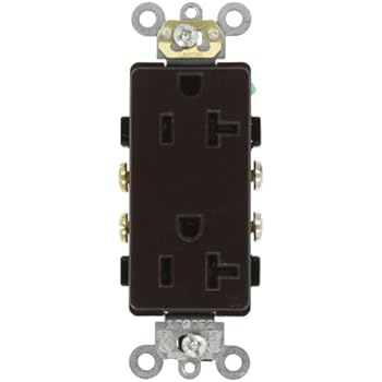 Leviton 16342 20-Amp, 125-Volt, Decora Plus Duplex Receptacle, Straight Blade, Commercial Grade, Self Grounding, Brown