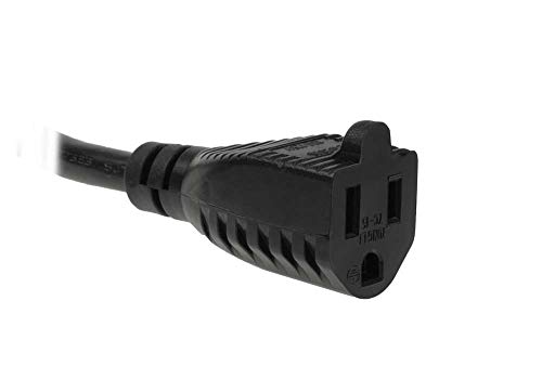 SF Cable, 1ft Ultra Low Profile Angle NEMA 5-15P to 5-15R with 12 inches 16/3 AWG SJT Black