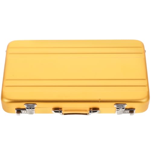 Tofficu Mini Briefcase Metal Business Card Holder - Portable Aluminum Card Case for Professional Image, Large Capacity
