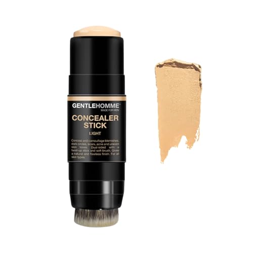 Gentlehomme Men's Concealer Stick with Brush for Dark Circles Eraser, 4 Shades, Light