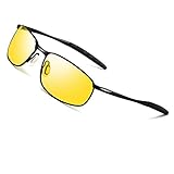 Night Vision Glasses for Driving - FEIDU HD night driving glasses anti glare polarized mens women glasses (yellow/black, 2.04)