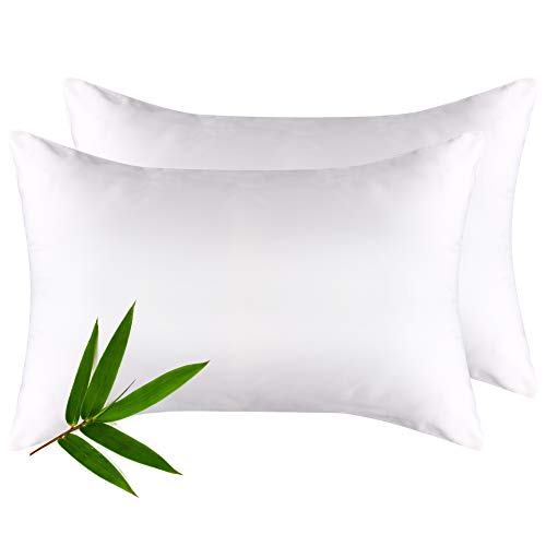 YANIBEST 100% Bamboo Pillowcase Hair- Natural Viscose, Super Soft & Cooling, Eco-Friendly, Hypoallergenic, Wrinkle Resistant (Standard, 2-Packs White)