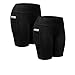 HuaTu Women Performance Compression Shorts with Side Pocket Pack of 2