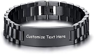 XUANPAI Custom Engraving Stainless Steel Masculine Witch Band ID Bracelet,Personalized Gift for Men