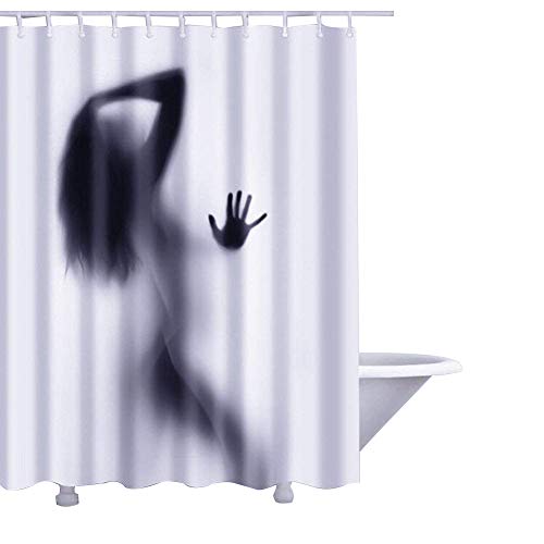QEES Sexy Naked Pin-Up Lady Shower Curtain, Waterproof Durable Polyester Fabric Bath Curtain with Free Hooks W:60" H:72" YLB08 (1, Medium)