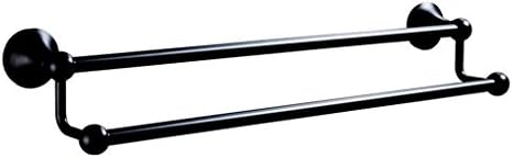 YAOHAOHAO Personality refine 304 Stainless Steel Black matt towel holder double bars &amp; prolong towel racks bath rooms hardware towel trailer towel rail will depend of the operator (Size: 90 cm).